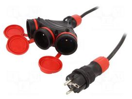 Extension lead | 3G1.5mm2 | 40m | rubber | black | Sockets no: 3 | 16A