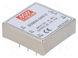 Converter: DC/DC | 30W | Uin: 18÷36VDC | Uout: 12VDC | Iout: 2.5A | THT