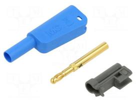 Laboratory connector: 4mm banana | plug | 32A | 1kV | blue | screw