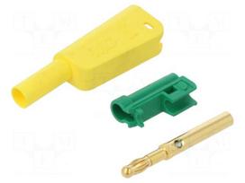 Laboratory connector: 4mm banana | plug | 32A | 1kV | yellow-green