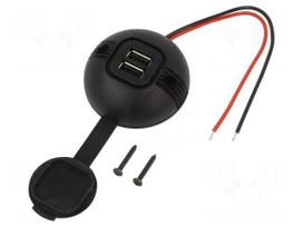USB power supply | USB A socket x2 | Sup.volt: 12÷24VDC | Inom: 5A