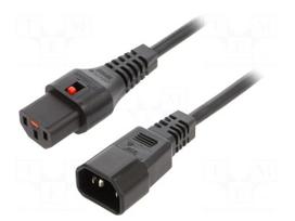 Cable | IEC C13 female,IEC C14 male | 2m | with IEC LOCK locking
