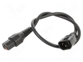 Cable | H05VV-F | IEC C13 female,IEC C14 male | 0.5m | black | 10A