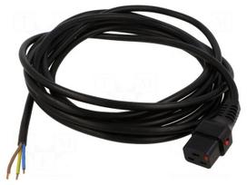 Cable | IEC C19 female,cables | 5m | with IEC LOCK locking | black