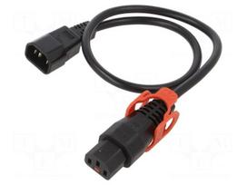Cable | IEC C13 female,IEC C14 male | 0.5m | black | 10A | 250V | IP20