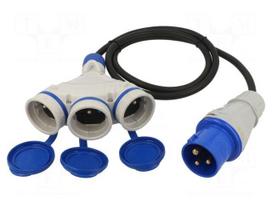 Extension lead | 3G2.5mm2 | 1.5m | rubber | black | Sockets no: 3 | 16A