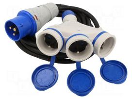 Extension lead | 3G2.5mm2 | 5m | rubber | black | Sockets no: 3 | 16A
