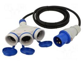 Extension lead | 3G2.5mm2 | 3m | rubber | black | Sockets no: 3 | 16A