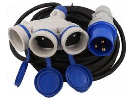 Extension lead | 3G2.5mm2 | 15m | rubber | black | Sockets no: 3 | 16A