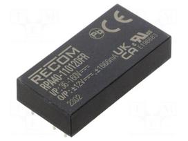 Converter: DC/DC | 40W | Uin: 36÷160VDC | Uout: 12VDC | Uout2: 12VDC