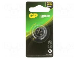 Battery: lithium | CR1620,coin | 3V | 78mAh | non-rechargeable | 1pcs.