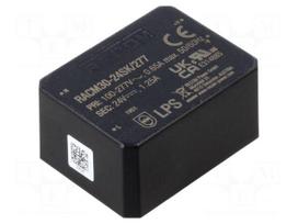 Converter: AC/DC | 30W | 85÷305VAC | 24VDC | Iout: 1250mA | 89% | PCB