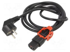 Cable | CEE 7/7 (E/F) plug angled,IEC C13 female | 2m | black | 10A