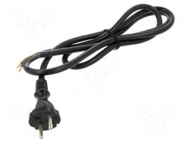Cable | 2x1.5mm2 | CEE 7/17 (C) plug,cables | PUR | 1.5m | black | 16A