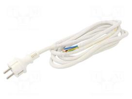 Cable | 3x2.5mm2 | CEE 7/7 (E/F) plug,cables | PVC | 3m | white | 16A