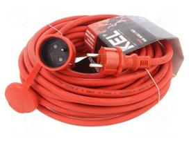 Extension lead | H05RR-F | 3G2.5mm2 | 15m | rubber | red | Sockets no: 1