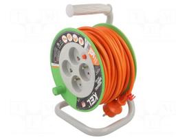 Extension lead | 3G1.5mm2 | 15m | PVC | orange | Sockets no: 4 | reel | 16A
