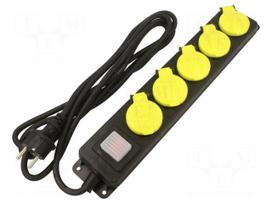 Extension lead | H05RR-F | 3G1.5mm2 | 3m | rubber | black | Sockets no: 5