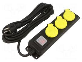 Extension lead | 3G1.5mm2 | 5m | rubber | black | Sockets no: 3 | 16A