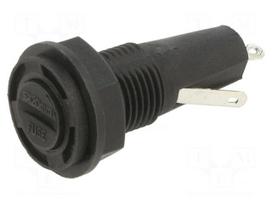 Fuse holder with cover | 5mm | 10A | 250VAC | HTC | on panel | black