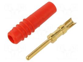 Laboratory connector: 1mm banana | plug | red | 60VDC | 6A | soldered
