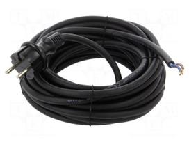 Cable | 2x1.5mm2 | CEE 7/17 (C) plug,cables | rubber | 10m | black | 16A