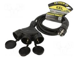 Extension lead | 3G2.5mm2 | 5m | rubber | black | Sockets no: 3 | 16A