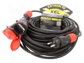 Extension lead | 3G1.5mm2 | 25m | rubber | black | Sockets no: 3 | 16A