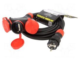 Extension lead | 3G1.5mm2 | 10m | rubber | black | Sockets no: 3 | 16A