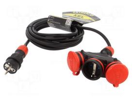 Extension lead | 3G2.5mm2 | 5m | rubber | black | Sockets no: 3 | 16A