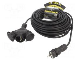 Extension lead | 3G2.5mm2 | 25m | rubber | black | Sockets no: 3 | 16A
