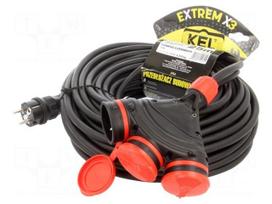 Extension lead | 3G2.5mm2 | 25m | rubber | black | Sockets no: 3 | 16A
