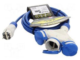 Extension lead | 3G2.5mm2 | 5m | PUR | blue | Sockets no: 3 | 16A