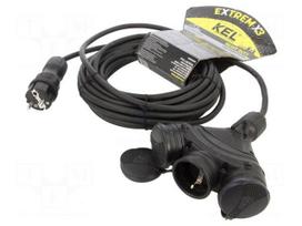 Extension lead | 3G1.5mm2 | 10m | rubber | black | Sockets no: 3 | 16A