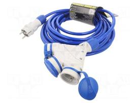 Extension lead | 3G2.5mm2 | 10m | PUR | blue | Sockets no: 3 | 16A