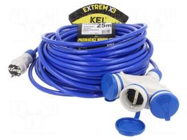 Extension lead | 3G2.5mm2 | 25m | PUR | blue | Sockets no: 3 | 16A