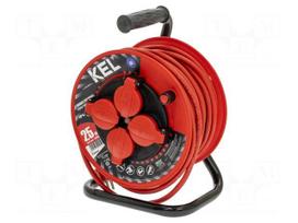 Extension lead | H05RR-F | 3G1.5mm2 | 25m | rubber | red | Sockets no: 4