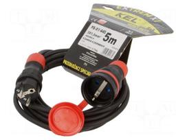 Extension lead | H05RR-F | 3G1.5mm2 | 5m | rubber | black | Sockets no: 1
