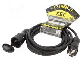 Extension lead | H05RR-F | 3G2.5mm2 | 5m | rubber | black | Sockets no: 1