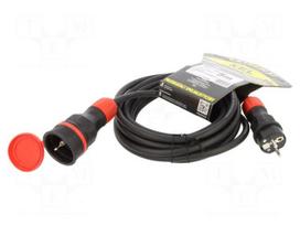 Extension lead | H05RR-F | 3G2.5mm2 | 5m | rubber | black | Sockets no: 1