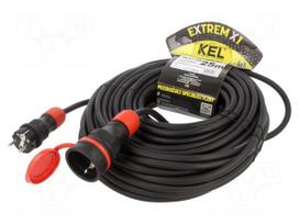 Extension lead | H05RR-F | 3G2.5mm2 | 25m | rubber | black | 16A