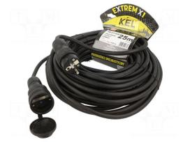 Extension lead | H05RR-F | 3G2.5mm2 | 25m | rubber | black | 16A