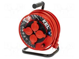 Extension lead | H05RR-F | 3G2.5mm2 | 25m | rubber | red | Sockets no: 4