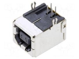 Connector: USB B | THT | PIN: 4 | horizontal | shielded | USB 2.0 | 1A