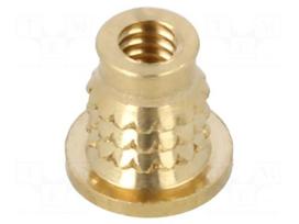 Threaded insert | brass | M2 | BN 37901 | L: 4.2mm | for plastic