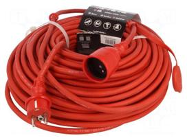 Extension lead | H05RR-F | 3G2.5mm2 | 50m | rubber | red | Sockets no: 1
