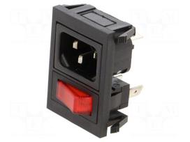 Connector: AC supply | socket | male | 10A | 250VAC | C14 (E) | IEC 60320