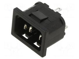 Connector: AC supply | socket | male | 10A | 250VAC | C14 (E) | IEC 60320