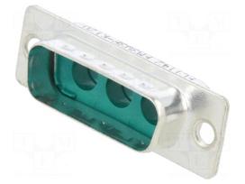 Connector: D-Sub | PIN: 3 | plug | male | straight | THT | 5A | green
