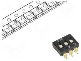 Switch: DIP-SWITCH | Poles number: 3 | ON-OFF | 0.025A/24VDC | Pos: 2